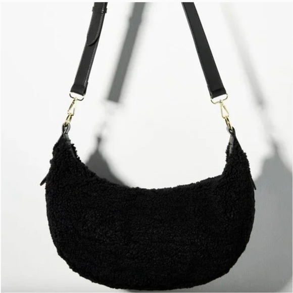 NWT Anthropologie Jules Kae Zola Sherpa Crossbody Bag Black NEW - Picture 1 of 6
